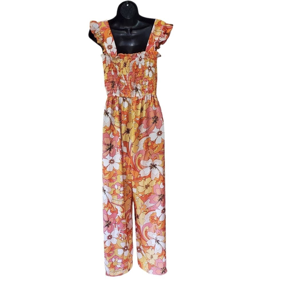 Inspired Hearts Floral Jumpsuit - Pink and Orange - Picture 2 of 7